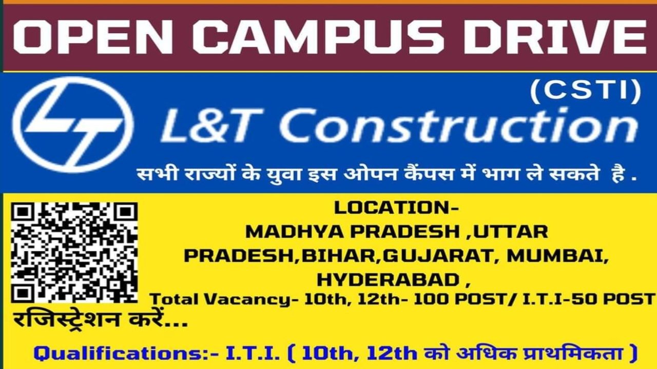 L&T Construction Campus Placement 2024 ITI Recruitment