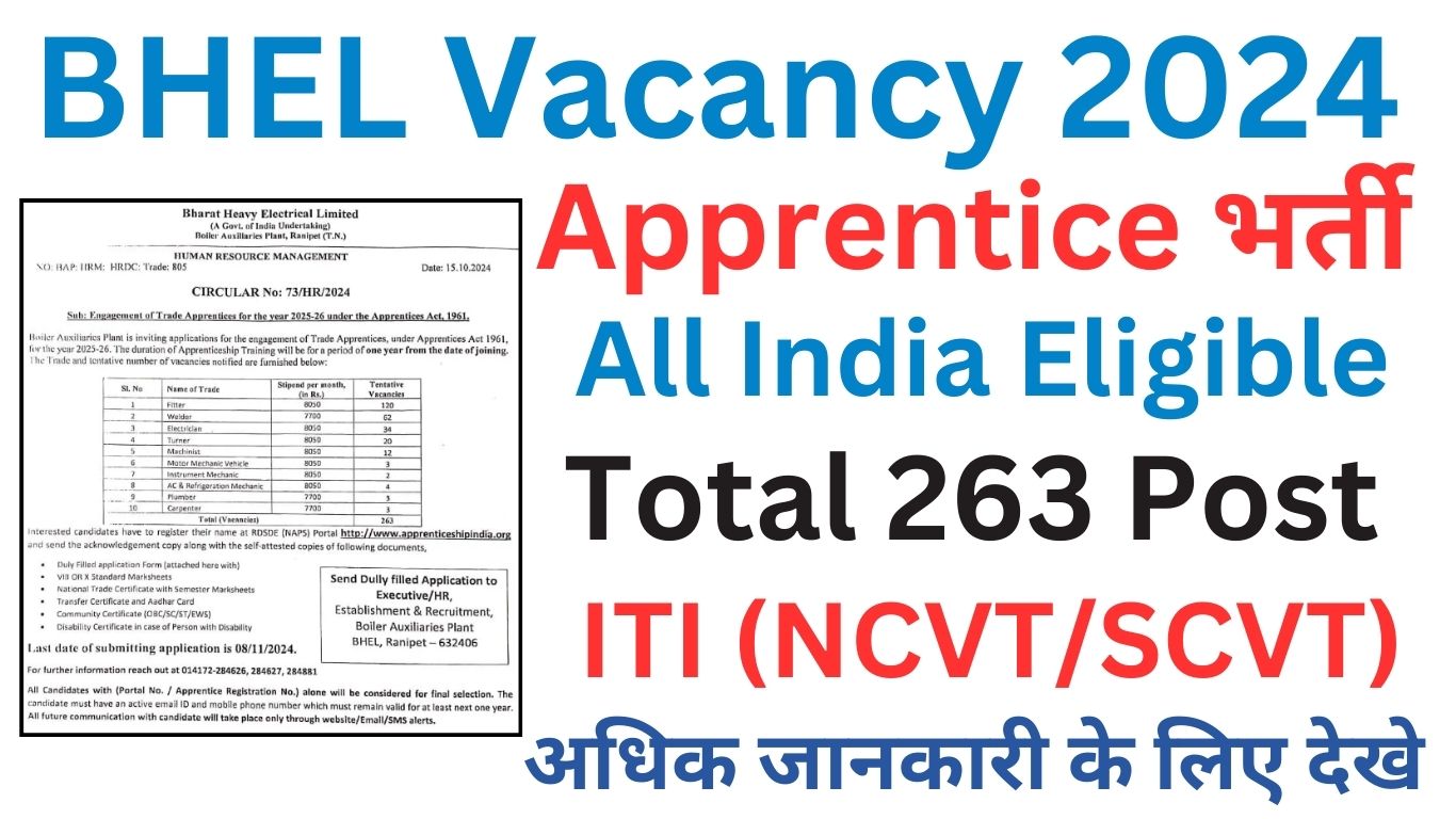 BHEL Ranipet Apprentice 2024