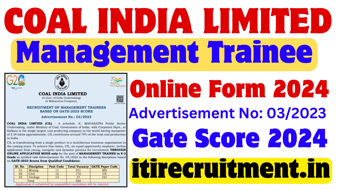 Coal India Management Trainee Online Form 2024