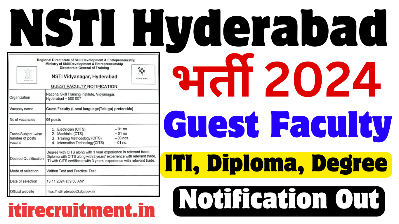NSTI Hyderabad Guest Faculty Online Form 2024