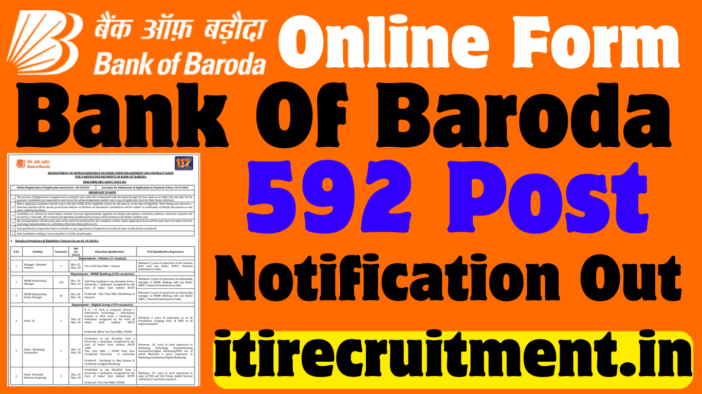 Bank of Baroda Various Post Online Form 2024