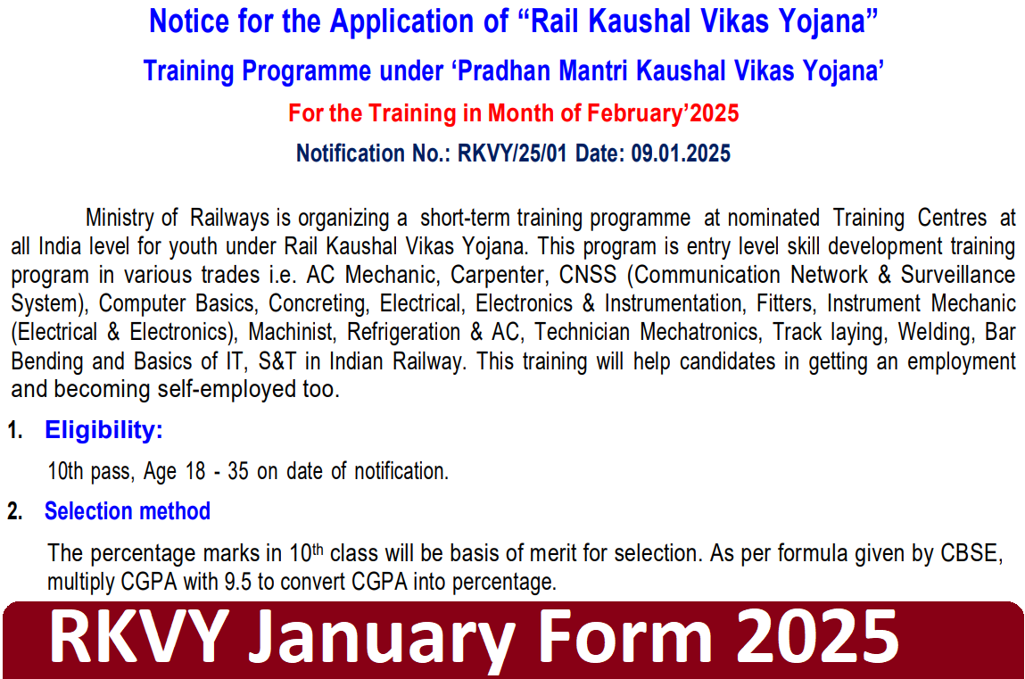 Rail Kaushal Vikas Yojana January 2025