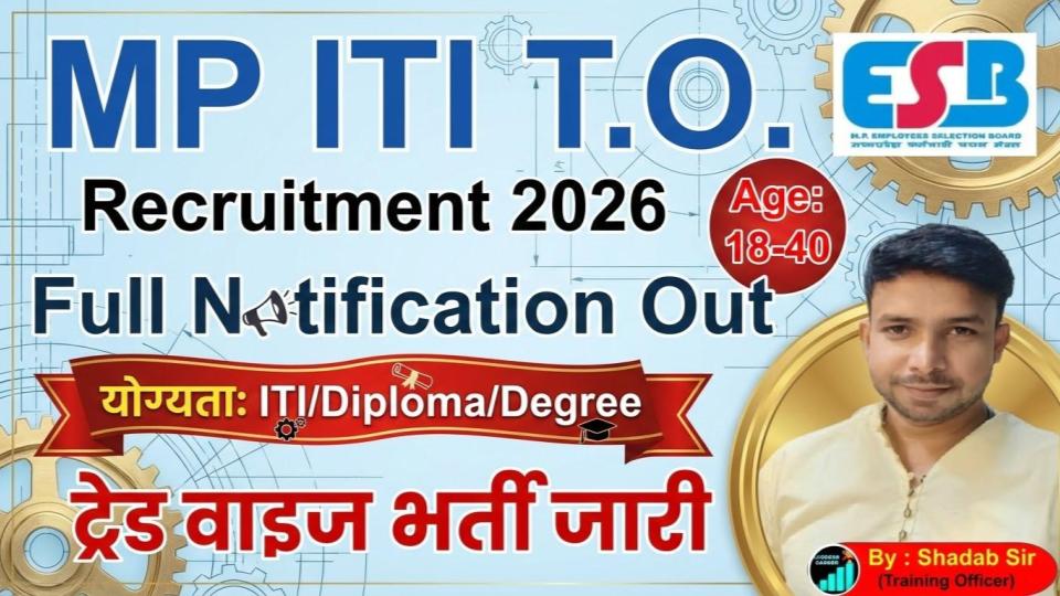 MP ITI TO Training Officer Vacancy 2026